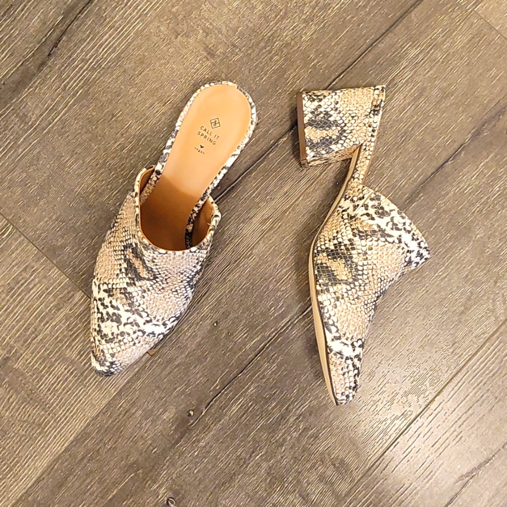 Call It Spring Slip on Snake Skin Heels